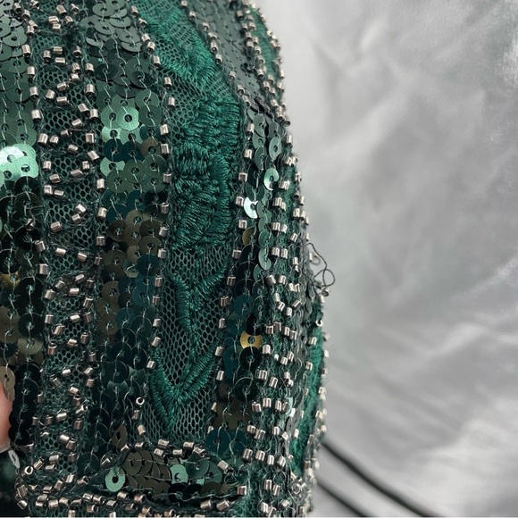 Lulus Spread Your Shine Emerald Green Sequin Embroidered Bodycon Dress Sz XS - Picture 9 of 11